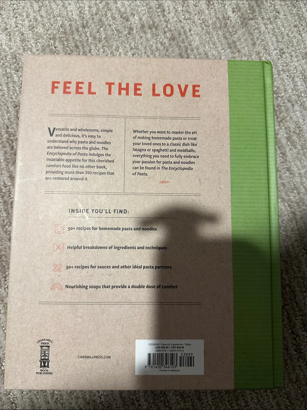 The Encyclopedia of Pasta cookbook - Beige & Green